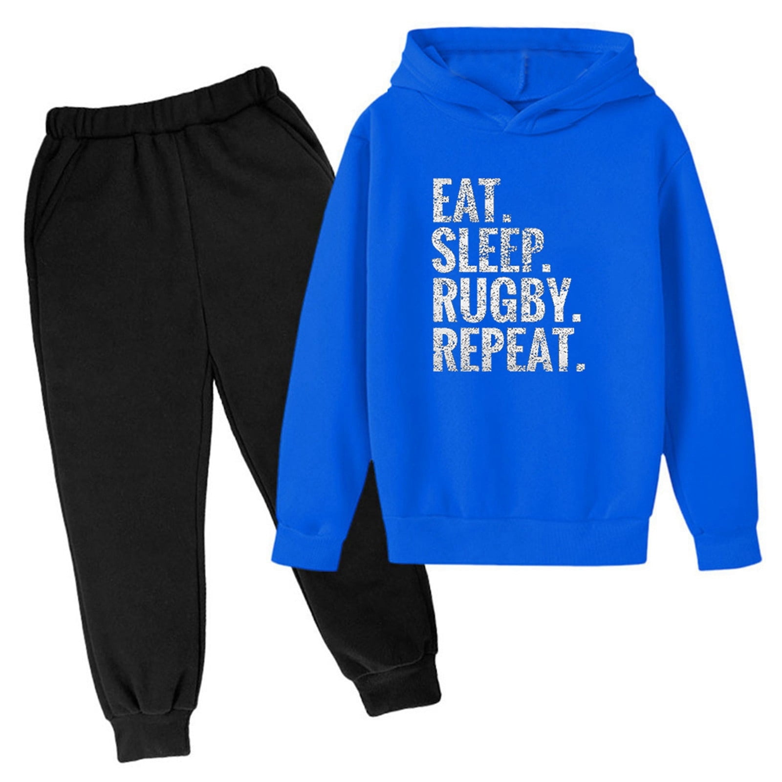 TJAZFJPA the Outfit New Hooded Sweatshirt Football Letter Printed Hoodie Pants Children's Casual Two Piece Fashion Trend American Football Fans Sports Gift Athletic Sweatsuits