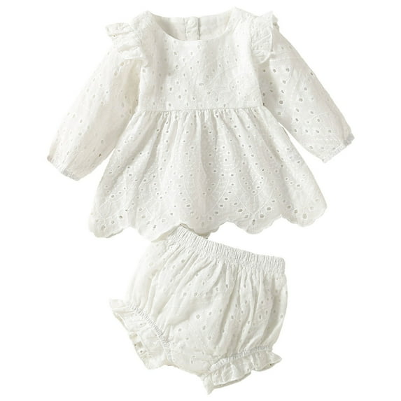 TJAZFJPA Red White and Blue Baby Girl Birthday Outfit Baby Girls Boys Solid Lace Ruffle Long Sleeve Romper Bodysuit Clothes Shorts Outfit Set Toddler Outfits for Girls Summer