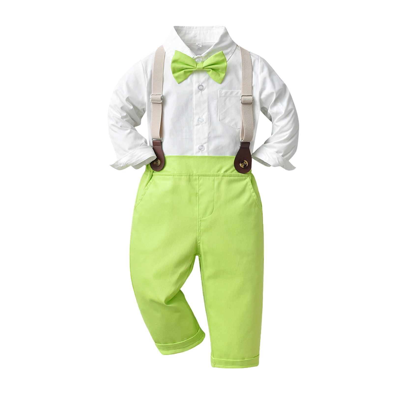 TJAZFJPA Toddler Fall Outfits Boy Toddler Boys Long Sleeve Solid T Shirt Tops Suspenders Pants Child Kids Gentleman Outfits Baby Boy Clothes Baby Boy Outfits 0-3 Months