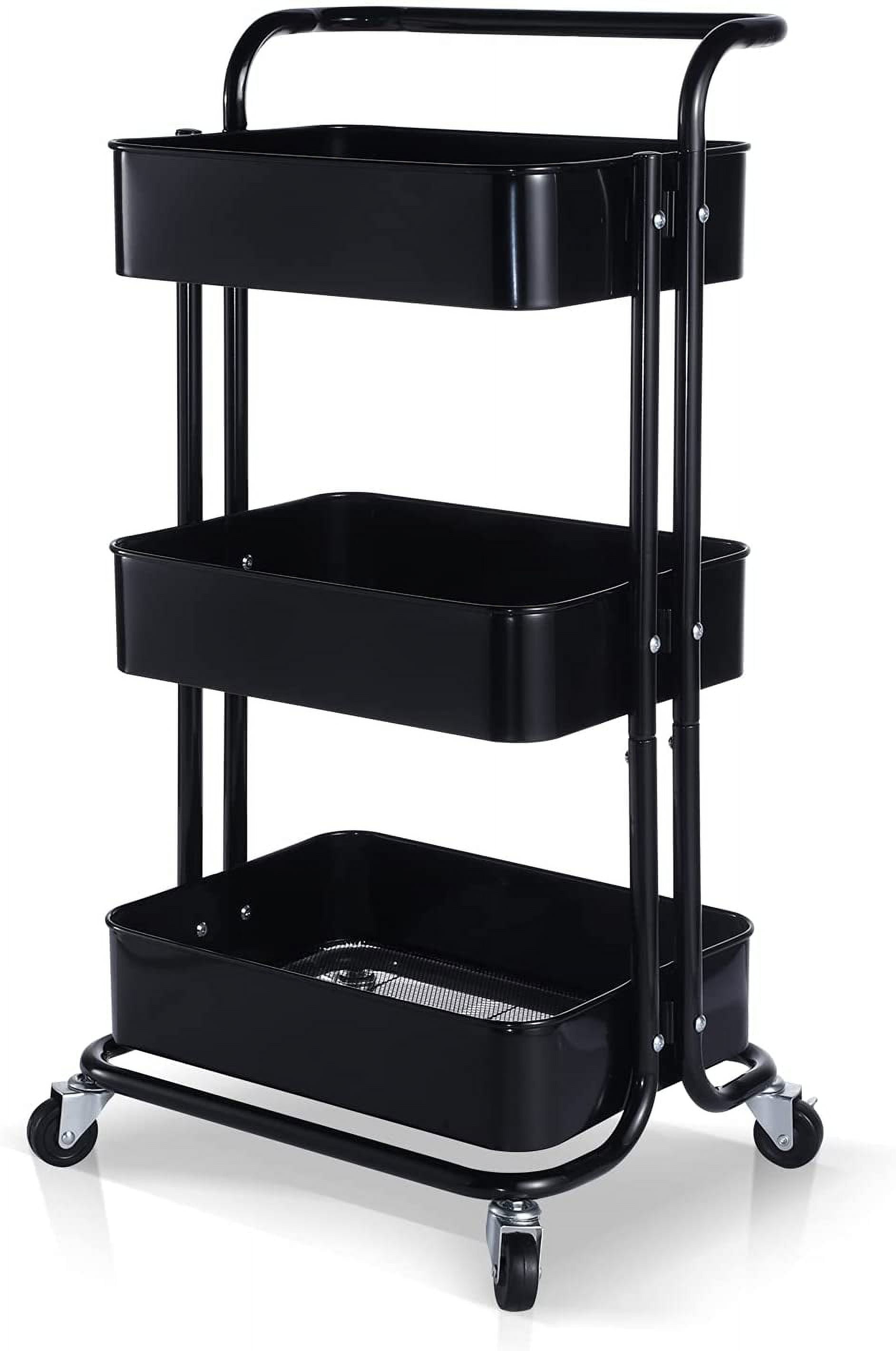 TJCGDTY 3Tier Rolling Utility Cart Heavy Duty Craft Cart with Wheels