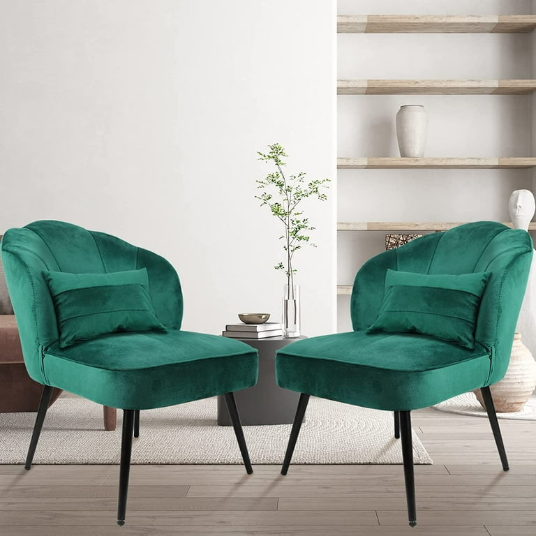 TJCGDTY TAG Velvet Chairs Mid Century Modern Shell Side Chair Leisure Upholstered Dining Back Arm Chair with Steel Legs for Kitchen Living Room Bedroom Pink Walmart