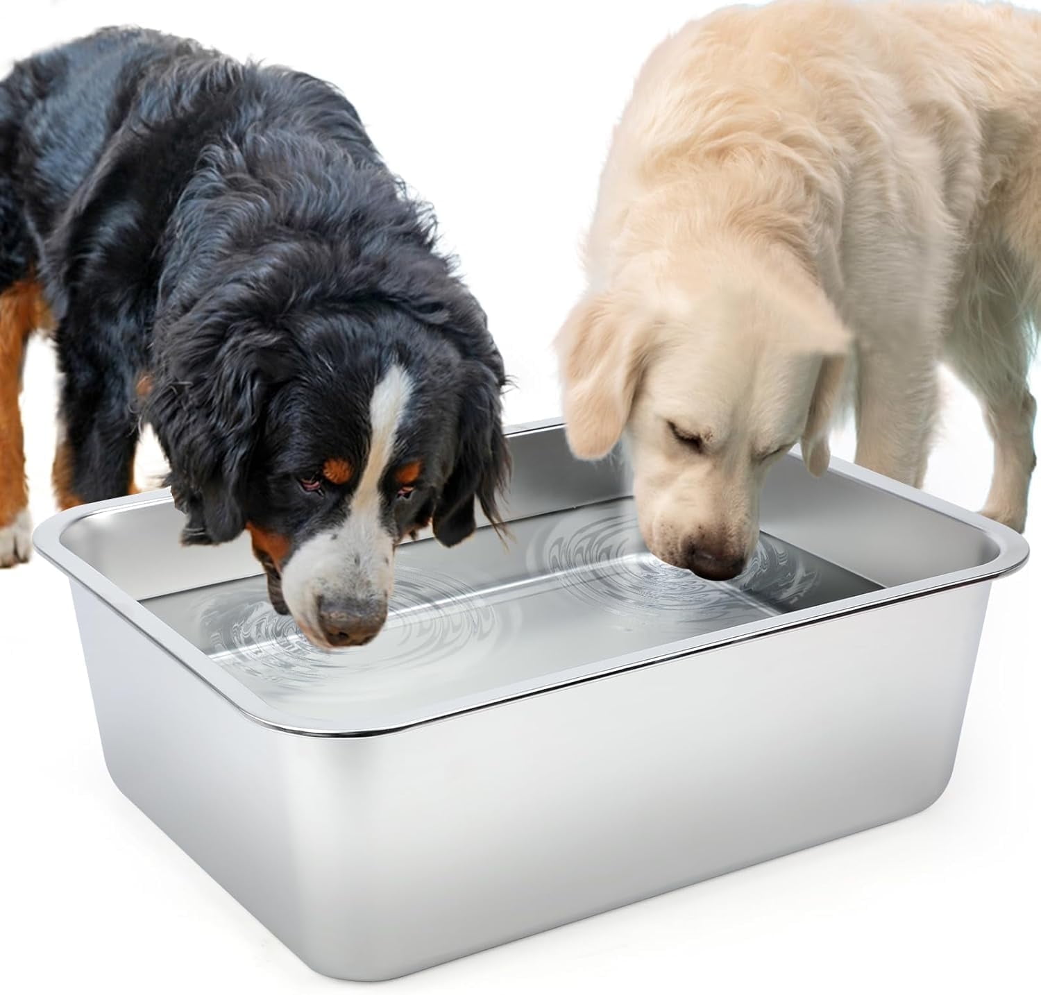 TJOUL 5 Gallons Large Dog Water Bowl, Stainless Steel Metal Dog Bowls, Large Capacity Pet Food Bowl Water Dish for Indoor and Outdoor Universal for Giant Dogs