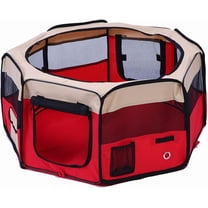 TJOUL 48" Pet Puppy Dog Playpen Exercise Pen Kennel 600d Oxford Cloth Pink