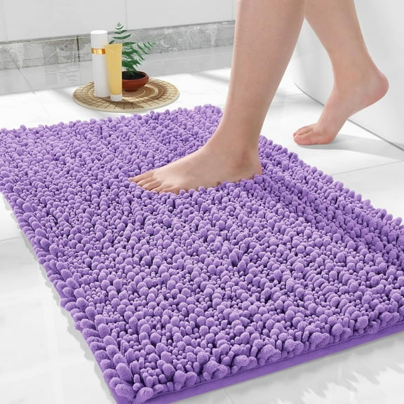 TJOUL Bathroom Rug – Extra Soft, Absorbent, Non-Slip, Quick Dry Chenille Bath Mat, Machine Washable, 36" x 24", Lavender