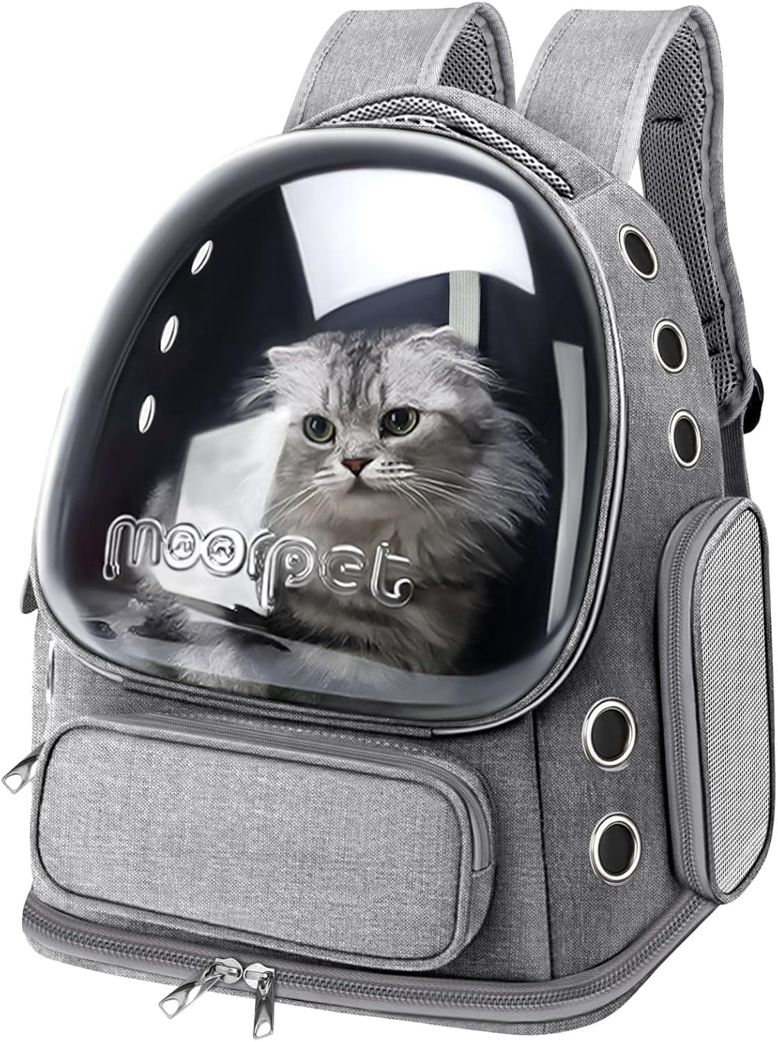 TJOUL Cat Backpack Carrier, Breathable Cat Bubble Backpack Upgrade Large Space Cat Carrier for Kitty Small Dog, Foldable Airline Approved Cats Backpack, Enlarge Transparent PetTravel Backpack (Grey)