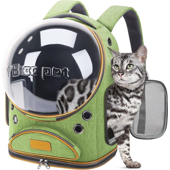 TJOUL Cat Backpack Carrier, Breathable Cat Bubble Backpack Upgrade Large Space Cat Carrier for Kitty Small Dog, Foldable Airline Approved Cats Backpack, Enlarge Transparent PetTravel Backpack