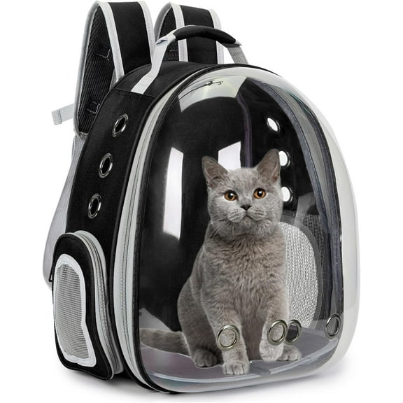 TJOUL Cat Bubble Backpack Carrier for Small Medium Dogs Cats Carrying Bag, Airline Approved Pet Travel Carrying Bag Dog Hiking Walking Outdoor Backpack (Black)