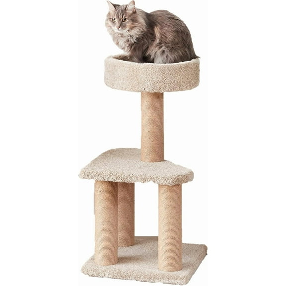 TJOUL Cat Tree - Indoor Cat & Kittens Multi-Level Climbing Activity Tower with Scratching Posts, Large (45.9"H) - Beige