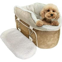TJOUL Dog Car Seat for Medium Pets Under 55 lbs - Pet Booster Travel Bed With 2 Pockets and Safety Leash, Detachable Washable Carrier Handbag Cushion Couch 30*20.5 inches