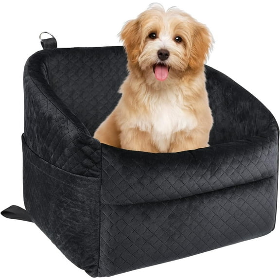 TJOUL Dog Car Seat for Small/Medium Dogs, Upgrade Dog Booster Seat,Detachable and Washable Pet Car Seats with Thick Cushion Safety Leash and Storage Pockets(Grey)