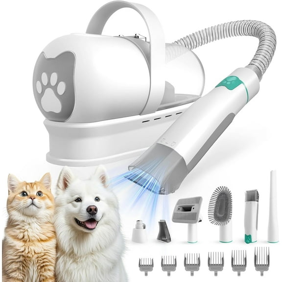 TJOUL Dog Grooming Kit, Pet Grooming Vacuum with Pet Clipper Nail Grinder, Dog Hair Vacuum with 6 Pet Grooming Tools for Dogs Cats Shedding Grooming