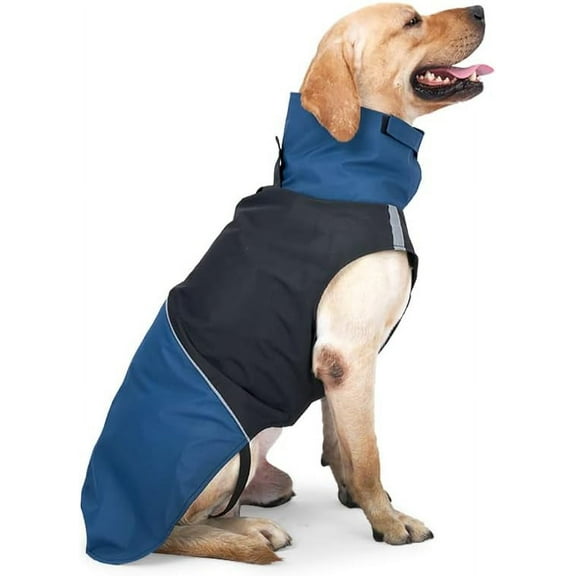 TJOUL Dog Raincoat - Waterproof Dog Winter Jackets Windproof Coat with Velvet Inner Winter Dog Rain Coat with Reflective Strip,Green 3XL