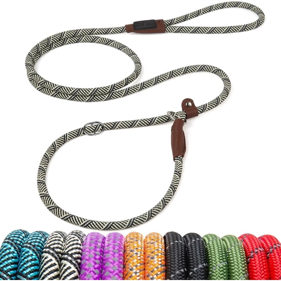 TJOUL Durable Slip Lead Bulk Pack of 5, Heavy Duty 1/2" x 6 FT Comfortable Strong Rope Slip Lead for Large, Medium & Small Dogs, No Pulling Pet Training Leash with Highly Reflective (Mixed)