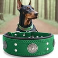 thumbnail image 1 of TJOUL Leather Dog Collar, 2 inches Wide Heavy Duty Genuine Leather Collars, Handmade, Soft, and Luxury, Eye-catching Best Choice for Large and Medium Breed Dogs 22.5-26.5 inches, 1 of 6