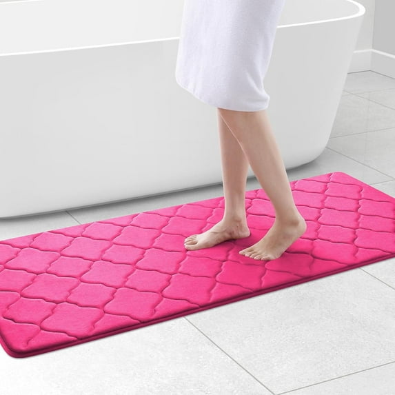 TJOUL Memory Foam Bath Mat Rug 24x16, Soft and Absorbent Bathroom Rugs, Non-Slip, Comfortable, Machine Washable Bath Carpet for Bathroom Floor, Tub, Shower and Home Decor Accessories, Black