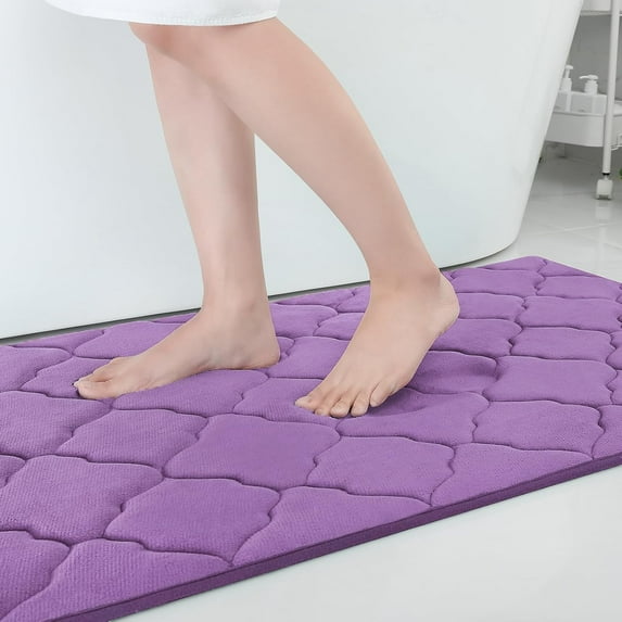 TJOUL Memory Foam Bath Mat Rug 24x16, Soft and Absorbent Bathroom Rugs, Non-Slip, Comfortable, Machine Washable Bath Carpet for Bathroom Floor, Tub, Shower and Home Decor Accessories, Black