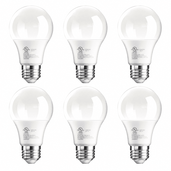 TJOY 6 Pack A19 LED Light Bulbs, 60 Watt Equivalent LED Bulb, Efficient 9W, Daylight 5000K, E26 Standard Base, Bright White Light Bulb, Non Dimmable, Energy Saving, 800LM, 80  CRI, 120V, UL Listed