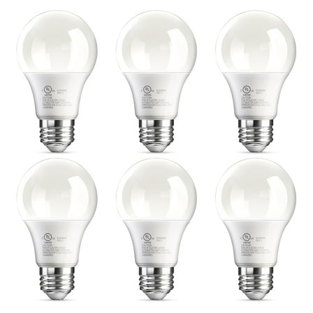 TJOY 6 Pack A19 LED Light Bulbs, 60 Watt Equivalent LED Bulb, Efficient 9W, Daylight 5000K, E26 Standard Base, Bright White Light Bulb, Non Dimmable, Energy Saving, 800LM, 80+ CRI, 120V, UL Listed