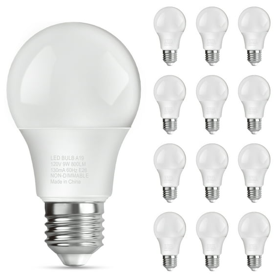 TJOY A19 LED Light Bulbs, 100W Equivalent,5000K Daylight, 15W 1500 Lumens,E26 Standard Base,UL Listed,Lighting for Bedroom Living Room Home Office,12 Pack.