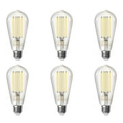 TJOY Edison Light Bulbs 60W Equivalent, Dimmable Vintage LED Light Bulbs, E26 Medium Base, Warm White 2700K, ST58, 8W, 800LM, 80+ CRI, Antique Decorative Filament LED Bulb, Clear Glass, 6 Pack