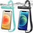 thumbnail image 1 of TJS [2 Pack] Up to 7.5" Large Waterproof Phone Pouch Bag with Lanyard, IPX8 Waterproof Cellphone Underwater Dry Bag Case for iPhone 16 15 Pro Max 14 Pro 13 12 Galaxy S23 Ultra S22 Series (Black+Green), 1 of 9