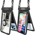 thumbnail image 1 of TJS [2 Pack] Up to 7" Double Space Waterproof Phone Pouch Bag with Lanyard, IPX8 Waterproof Cellphone Dry Bag Case for iPhone 15 Pro Max 14 Pro 13 12 Galaxy S23 Ultra S22 Series (Black+Black), 1 of 6