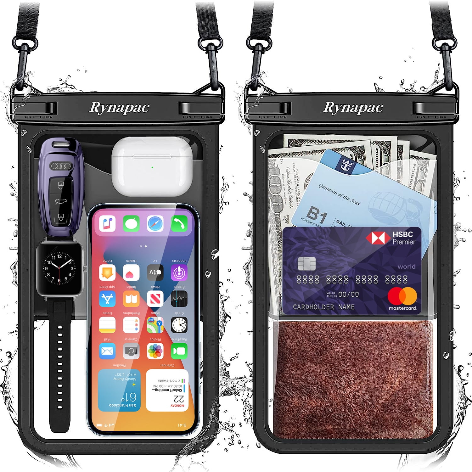 Takfox Waterproof Phone Pouch, 2 Pack, IPX8, For IPhone 14 Pro Max 13 12 11 Se 8 Galaxy S23 Ultra S2