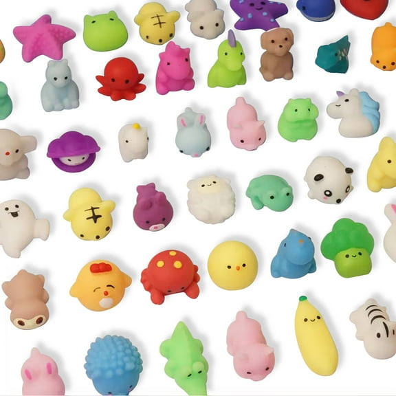 TJS 20 Pcs Mochi Squishy Toys, Mini Kawaii Squishies Fidget Random Style 20 Pcs Set for Kids Party Favors Classroom Prizes Birthday Gift