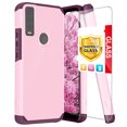 thumbnail image 1 of TJS for AT&T Motivate Max U668AA/Cricket Ovation 3 Phone Case, with Tempered Glass Screen Protector, Magnetic Support Dual Layer Drop Protection Impact Rugged Armor Cover (Pink), 1 of 6