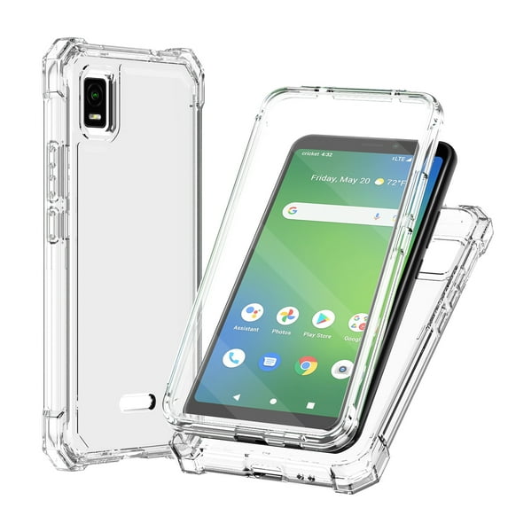 TJS for AT&T Vista 2023 (WTATTRW2 / 6812D) Phone Case, with Built-in Screen Protector, Full Body Protective Heavy Duty Hybrid Bumper Cover (Clear)
