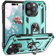 thumbnail image 1 of TJS Phone Case for Apple iPhone 14 Pro Max, Impact Resistant Metal Ring Magnetic Support Kickstand Drop Protector Cover for iPhone 14 Pro Max (Teal), 1 of 5