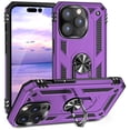 thumbnail image 1 of TJS Phone Case for Apple iPhone 14 Pro Max, Impact Resistant Metal Ring Magnetic Support Kickstand Drop Protector Cover for iPhone 14 Pro Max (Purple), 1 of 5