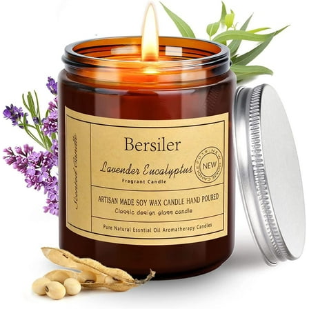 TJS Aromatherapy Candles, Scented Candles, 7OZ Lavender Eucalyptus Candles Stress Relief and Relax for Home & Bedroom Gift for Women/Men Soy Wax (Lavender Eucalyptus 1 Jar)