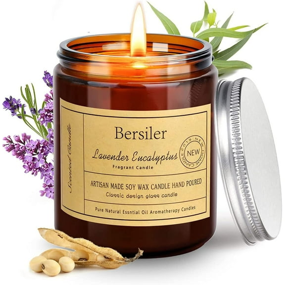 TJS Aromatherapy Candles, Scented Candles, 7OZ Lavender Eucalyptus Candles Stress Relief and Relax for Home & Bedroom Gift for Women/Men Soy Wax (Lavender Eucalyptus 1 Jar)