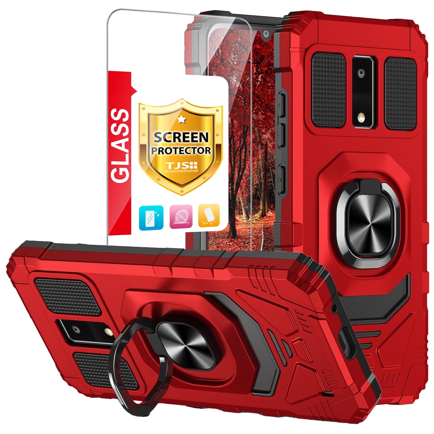 TJS for BLU View 4 (B135DL) Phone Case, with Tempered Glass Screen