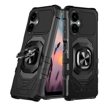 TJS for Boost Mobile Celero 5G 2024 (3rd Version) Phone Case, with Tempered Glass Screen Protector, [Military Grade] Magnetic Support Car Mount Metal Ring Holder Cover for Celero3 5G (Black)