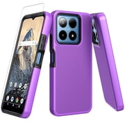 TJS for Boost Summit 5G Phone Case, with Tempered Glass Screen Protector, Slim Dual Layer Hybrid Shockproof Rugged Phone Cover for Boost Mobile Summit 5G (Purple)