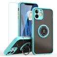 thumbnail image 1 of TJS Compatible with iPhone 11 Case with Tempered Glass Screen Protector, 360 Degrees Rotating Metal Ring Magnetic Support Kickstand Cover (Light Blue), 1 of 9