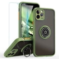 thumbnail image 1 of TJS Compatible with iPhone 11 Pro Max Case with Tempered Glass Screen Protector, 360 Degrees Rotating Metal Ring Magnetic Support Kickstand Cover (Green), 1 of 8