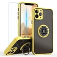 thumbnail image 1 of TJS Compatible with iPhone 11 Pro Max Case with Tempered Glass Screen Protector, 360 Degrees Rotating Metal Ring Magnetic Support Kickstand Cover (Yellow), 1 of 8