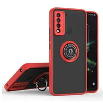 TJS Compatible with TCL 20 XE Case, 360 Degrees Rotating Metal Ring Magnetic Support Kickstand Cover (Red)