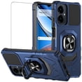 thumbnail image 1 of TJS Phone Case for Cricket Icon 2026 / AT&T Propel 3 5G, with Tempered Glass Screen Protector, [Military Grade] Robotic Magnetic Support Car Mount Metal Ring Holder Kickstand Cover (Blue), 1 of 5