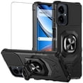 thumbnail image 1 of TJS Phone Case for Cricket Icon 2026 / AT&T Propel 3 5G, with Tempered Glass Screen Protector, [Military Grade] Robotic Magnetic Support Car Mount Metal Ring Holder Kickstand Cover (Black), 1 of 5