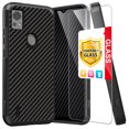thumbnail image 1 of TJS for Cricket Icon 5 / AT&T Motivate 4 Phone Case, with Tempered Glass Screen Protector, Magnetic Support Dual Layer Shockproof Drop Protection Impact Cover (Carbon Fiber), 1 of 7