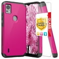 thumbnail image 1 of TJS for Cricket Icon 5 / AT&T Motivate 4 Phone Case, with Tempered Glass Screen Protector, Magnetic Support Dual Layer Shockproof Drop Protection Impact Cover (Pink), 1 of 7