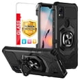 thumbnail image 1 of TJS for Cricket Icon 5 / AT&T Motivate 4 Phone Case, with Tempered Glass Screen Protector, [Military Grade] Robotic Magnetic Support Car Mount Metal Ring Holder Kickstand Cover (Black), 1 of 7