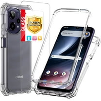 TJS for Cricket Icon PRO 2026 / AT&T Motivate Pro 2 5G Phone Case, with Tempered Glass Screen Protector, Full Body Protective Heavy Duty Hybrid Bumper Cover (Clear)