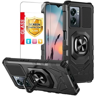 TJS for Cricket Magic 2 5G 2024 (U655AC) / AT&T Propel 2 5G (U655AA) Phone Case, with Tempered Glass Screen Protector, [Military Grade] Magnetic Support Car Mount Metal Ring Kickstand Cover (Black)