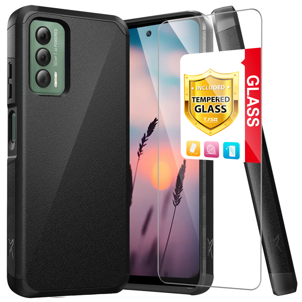 TJS for Cricket Outlast / AT&T Jetmore Phone Case, with Tempered Glass