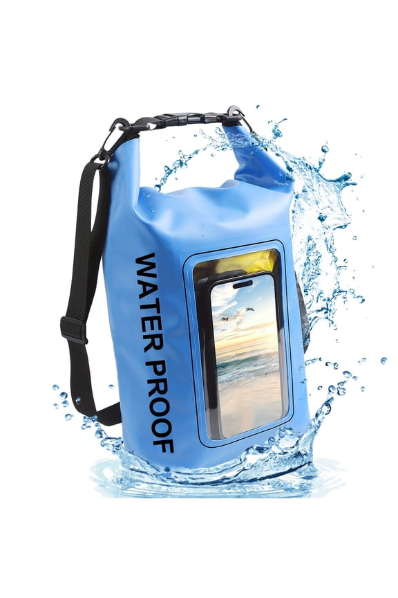 IP68 Waterproof Dry Bag 5L Roll Top Waterproof Backpack Built-in Phone Pouch for Travel Swimming Boating Kayaking Camping Beach Accessories (Blue)